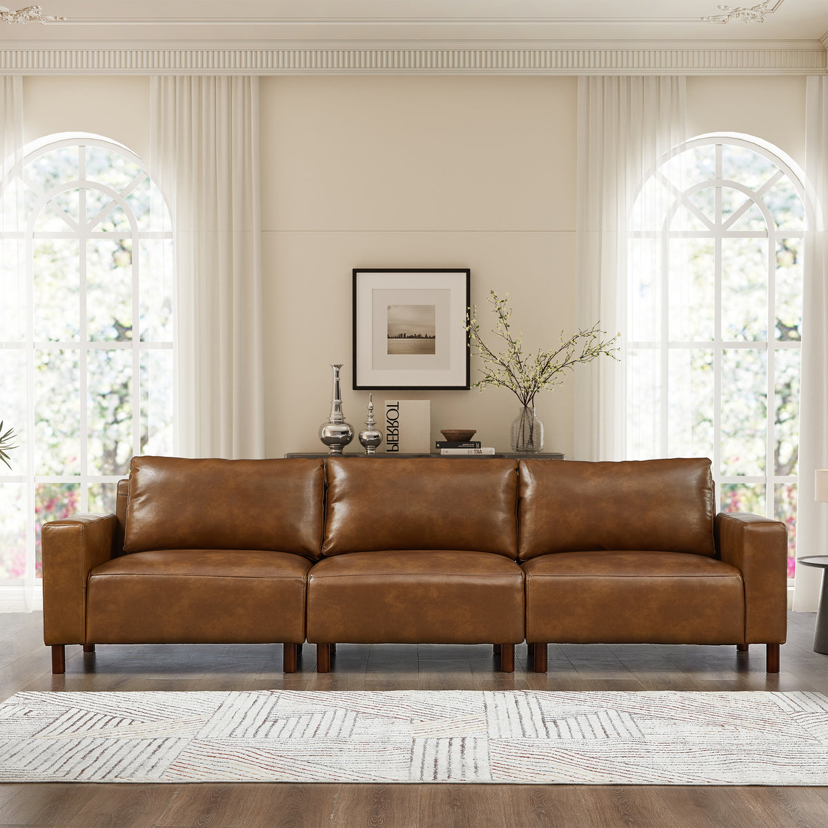 The Preston Sofa — Cognac Vegan Leather