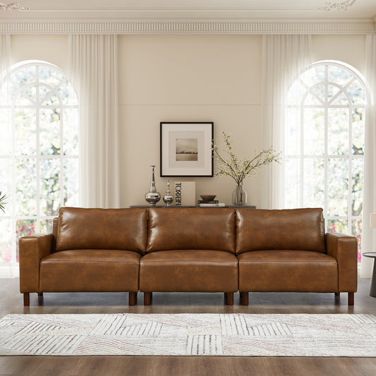 The Preston Sofa — Cognac Vegan Leather