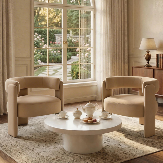 The Marlow Chair — Khaki Velvet Barrel