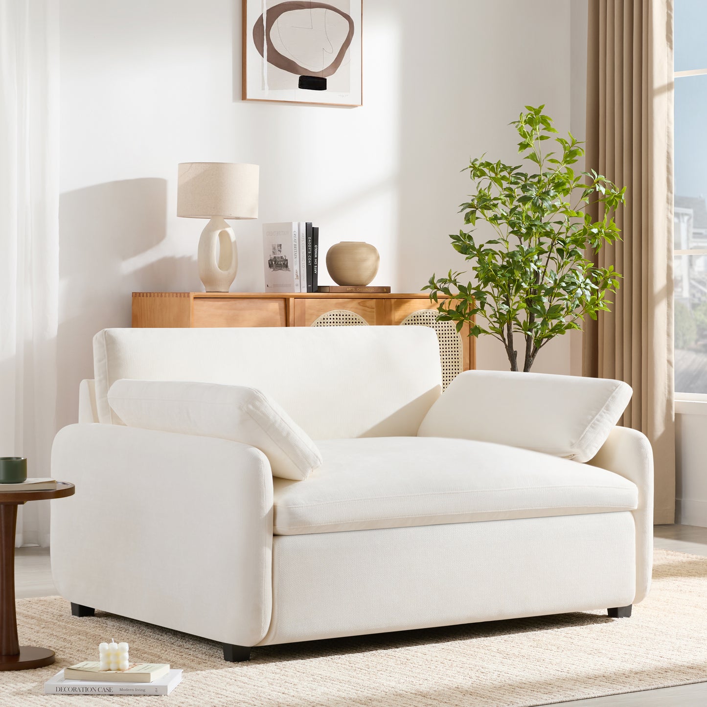 The Haven Chair — Cream Chenille Cuddle Chair