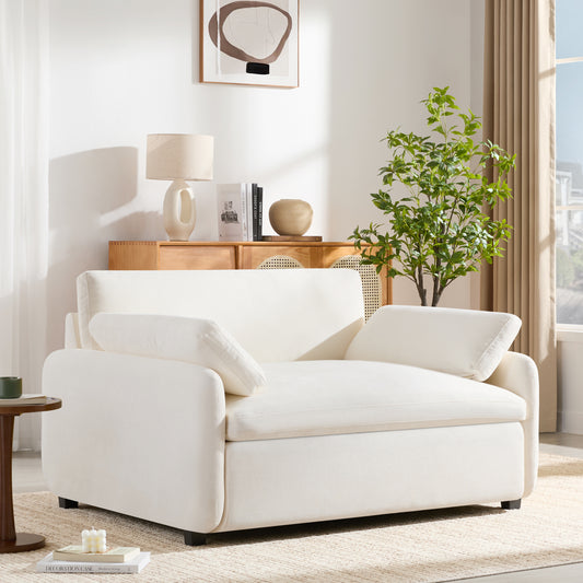 The Haven Chair — Cream Chenille Cuddle Chair